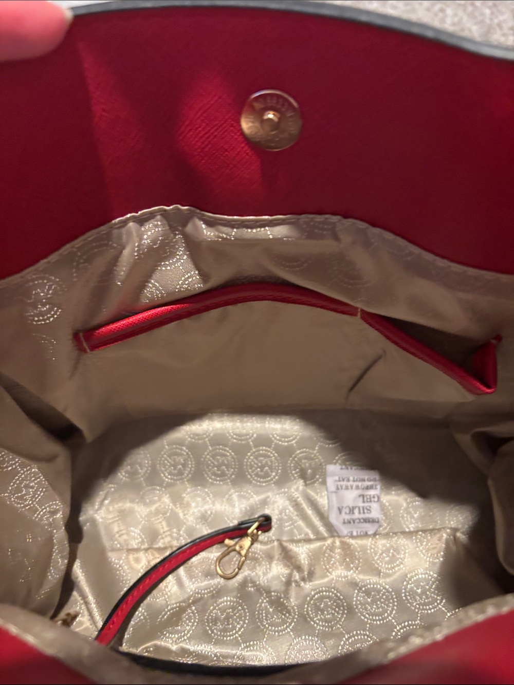 NWOT Michael Kors Red Saffiano Leather Satchel with Gold Hardware - Picture 9 of 12